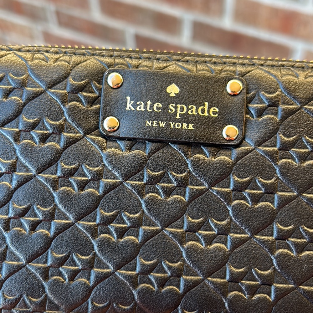 KATE SPADE ♠️ Penn Place Embossed Black Leather Zip Around Wallet - Picture 12 of 12
